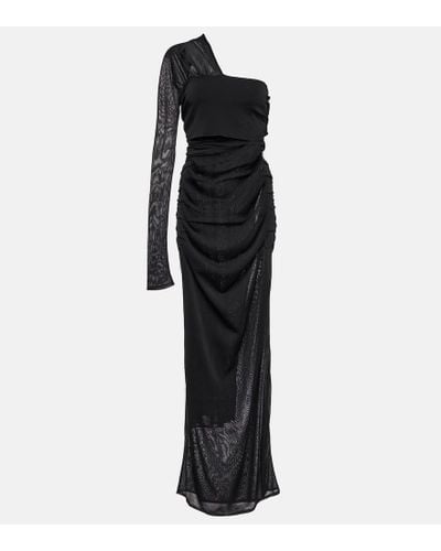 Saint Laurent Asymmetric One-sleeve Gown - Black