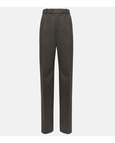 Bottega Veneta Houndstooth Wool Wide-leg Pants - Gray