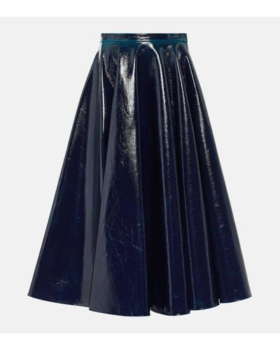 Alaïa Coated Wool-blend Midi Skirt - Blue