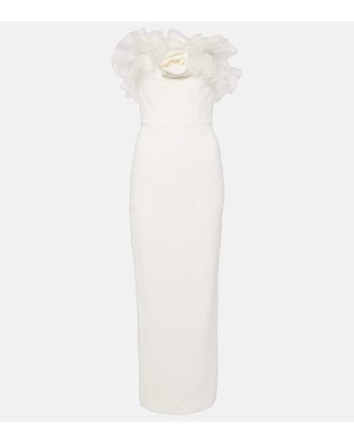 Alessandra Rich Organza-trimmed Cady Bustier Gown - White