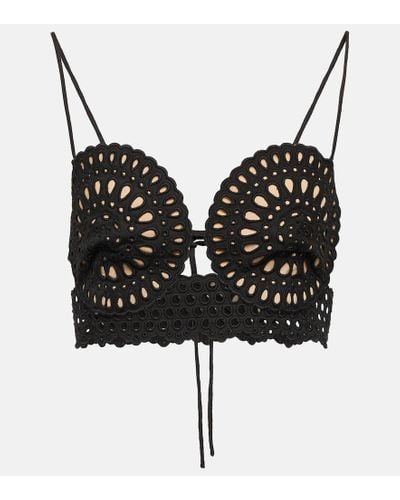 Stella McCartney Broderie Anglaise Crop Top - Black