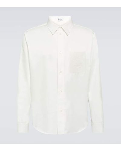 Loewe Camisa de sarga de algodon con anagrama - Blanco