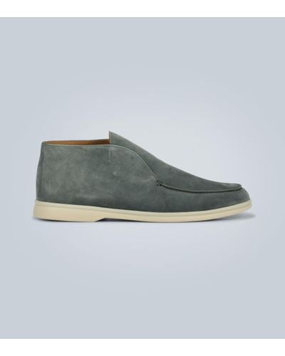 Loro Piana Open Walk Suede Ankle Boots - Gray