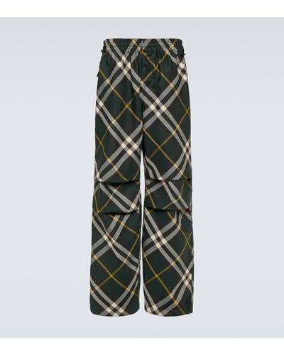 Burberry Check Wide-leg Trousers - Green