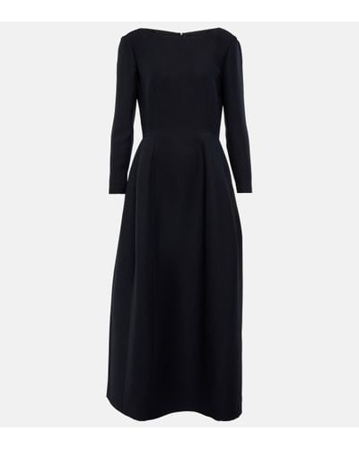 The Row Lilibet Wool And Silk Midi Dress - Black