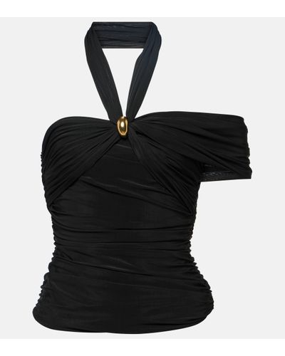 Blumarine Embellished Off-shoulder Jersey Top - Black