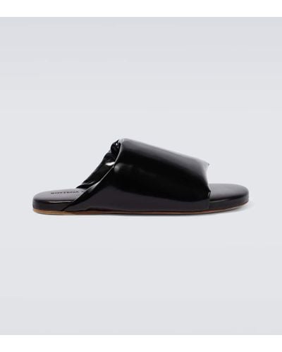 Bottega Veneta Padded Patent Leather Slides - Black