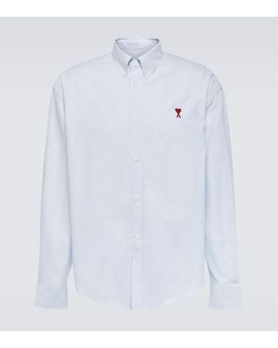 Ami Paris Camisa en popelin de algodon estampada - Blanco