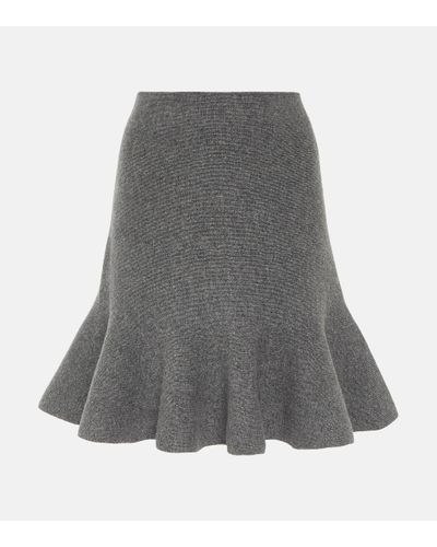 Jil Sander Wool And Cashmere Flared Miniskirt - Grey