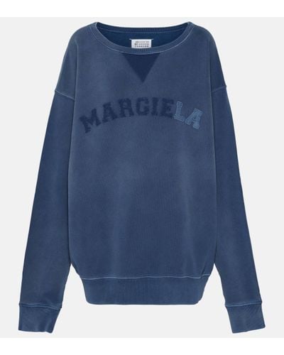 Maison Margiela Logo Applique Cotton Sweatshirt - Blue