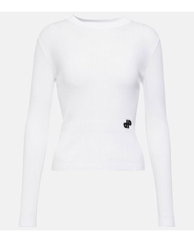 Patou Ribbed-knit Cropped Cotton Jumper - White