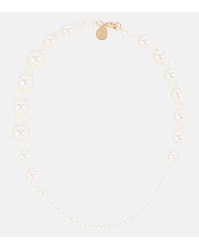 Simone Rocha Collier Daisy a perles fantaisies - Blanc
