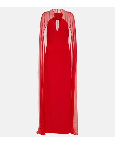 Valentino Robe cape en soie - Rouge