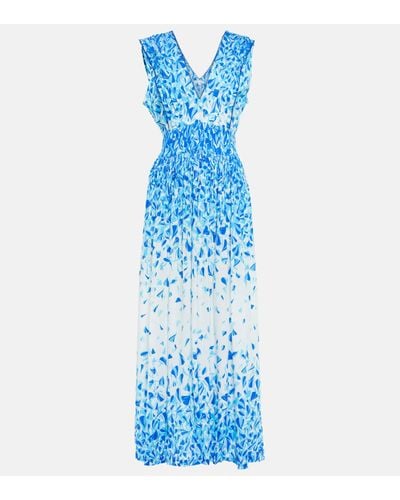 Poupette Faye Printed Midi Dress - Blue