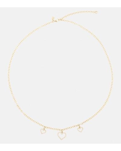 Sydney Evan Halskette Three Hearts aus 14kt Gelbgold mit Diamanten - Weiß