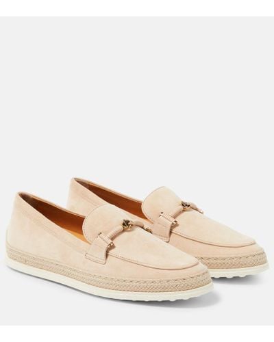 Tod's T Ring Suede Loafers - Natural
