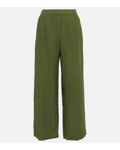Velvet Lola High-rise Wide-leg Linen Trousers - Green
