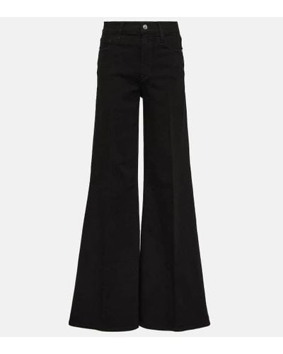 FRAME Le Palazzo High-rise Flared Jeans - Black