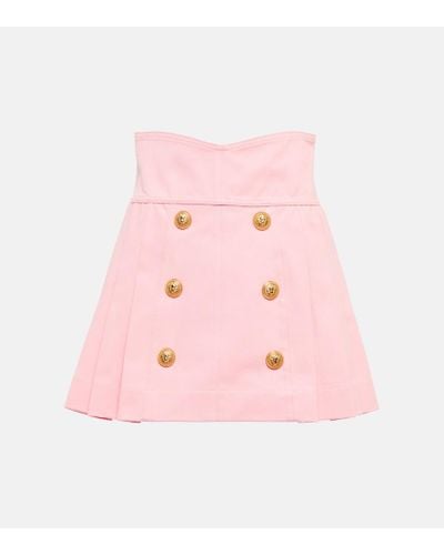 Balmain Minifalda de algodon - Rosa