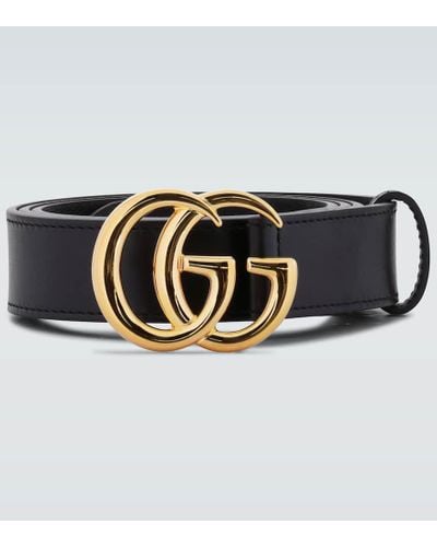 Gucci Cinturon GG Marmont de piel - Negro