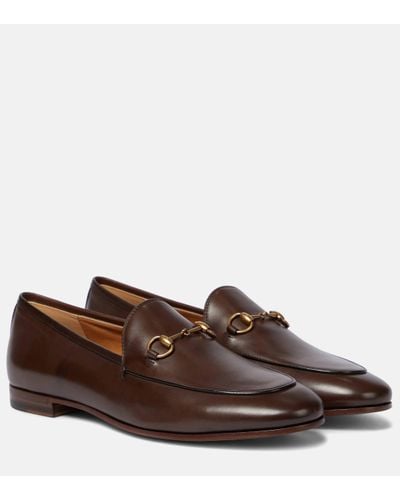 Gucci Jordaan Leather Loafers - Brown