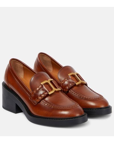 Chloé Marcie Leather Loafer Court Shoes - Brown