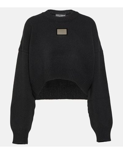 Dolce & Gabbana Pullover in lana e cashmere con logo - Nero