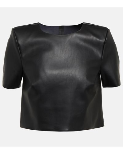 Wolford Faux Leather Cropped T-shirt - Black