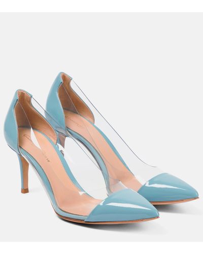 Gianvito Rossi Plexi 70 Leather And Pvc Court Shoes - Blue