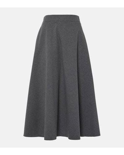 Brunello Cucinelli Cotton-blend Midi Skirt - Grey