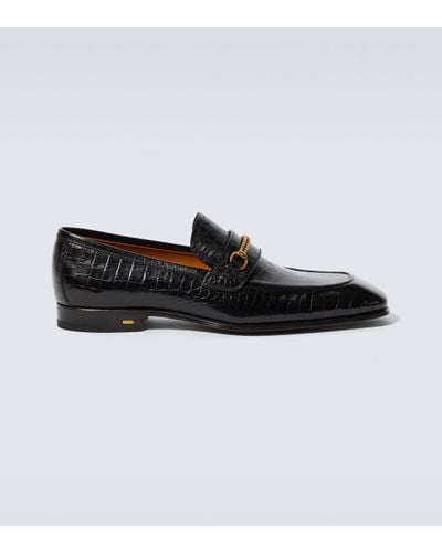 Tom Ford Bailey Croc-effect Leather Loafers - Black