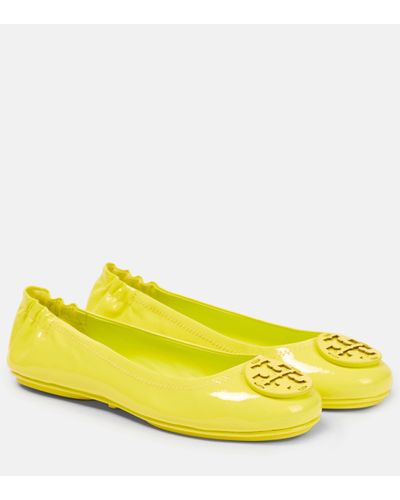 Tory Burch Minnie Leather Ballet Flats - Yellow