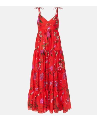 Erdem Floral Cotton-blend Maxi Dress - Red