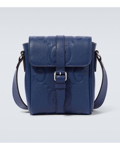 Gucci Jumbo GG Small Leather Crossbody Bag - Blue