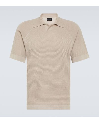 Giorgio Armani Cotton And Cashmere Polo Shirt - Natural