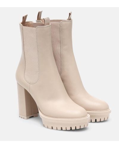 Gianvito Rossi Leather Ankle Boots - Natural
