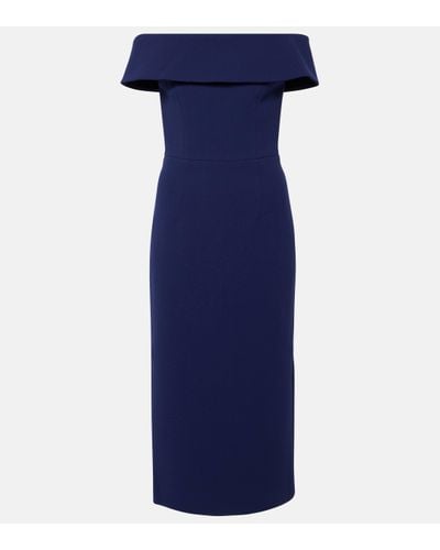 Rebecca Vallance Amore Off-shoulder Crepe Midi Dress - Blue