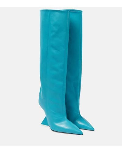 The Attico Cheope Leather Knee-high Boots - Blue