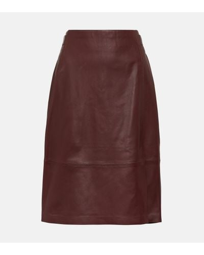 Vince Leather Pencil Skirt - Brown