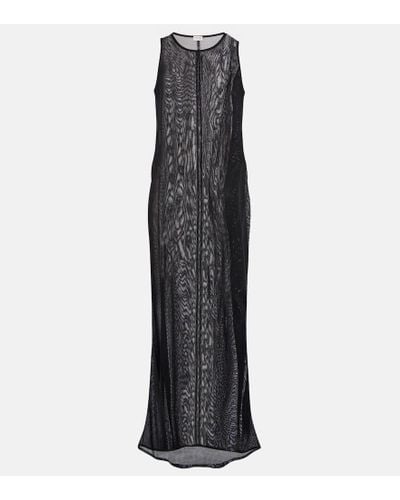 Saint Laurent Vestido largo translucido - Negro