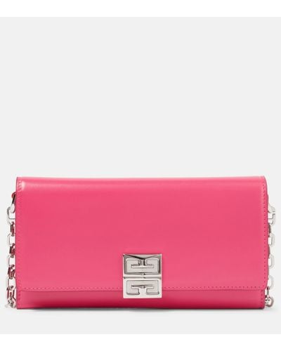 Givenchy 4g Leather Wallet On Chain - Pink