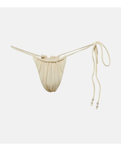 SAME Beaded String Bikini Bottoms - White