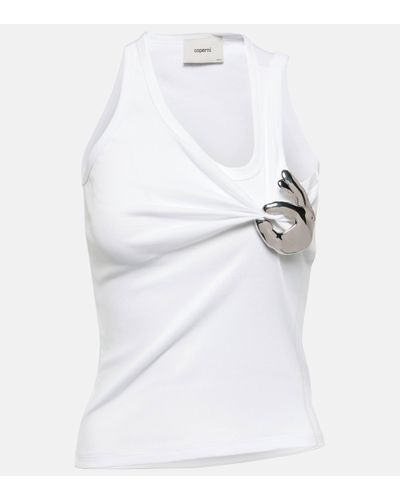 Coperni Emoji Embellished Cotton Tank Top - White