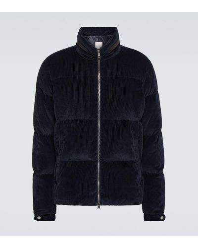 Moncler Besbre Leather-trimmed Down Jacket - Blue