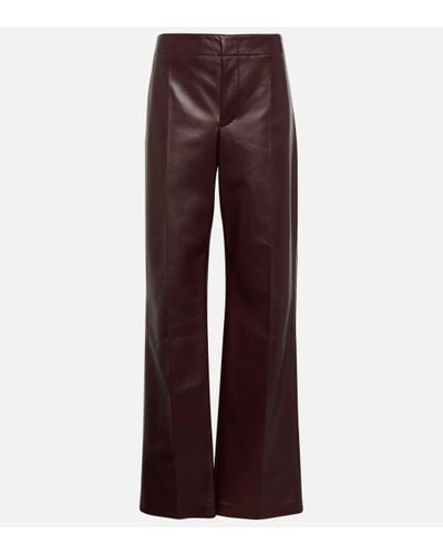 Bottega Veneta Leather Wide-leg Trousers - Purple