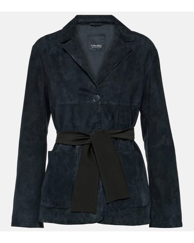 Max Mara Perry Suede Jacket - Blue