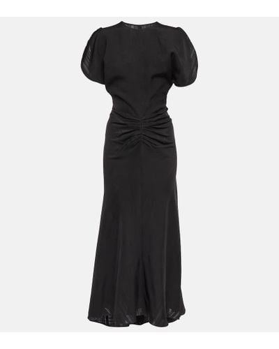 Victoria Beckham Crepe Midi Dress - Black