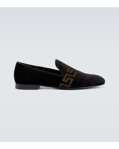 Versace Greca Velvet Loafers - Black