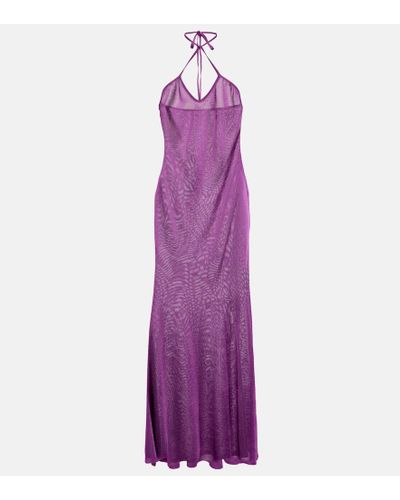 Tom Ford Halterneck Jersey Maxi Dress - Purple
