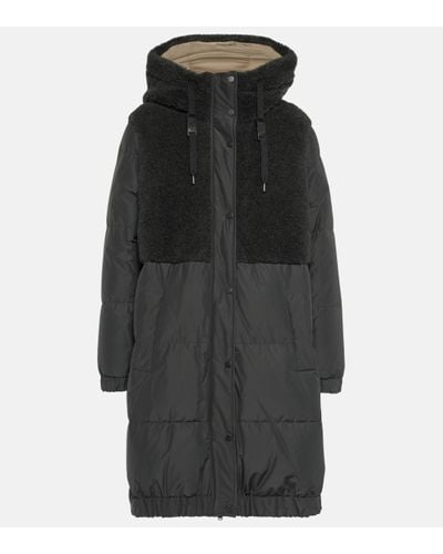 Brunello Cucinelli Virgin Wool, Cashmere Fleece Down-filled Coat - Black